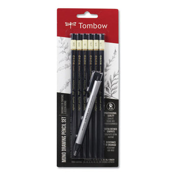 Tombow® Mono® Drawing Pencil Set With Eraser, 2 Mm, Assorted Lead Hardness Ratings, Black Lead, Black Barrel, 6-pack freeshipping - TVN Wholesale
